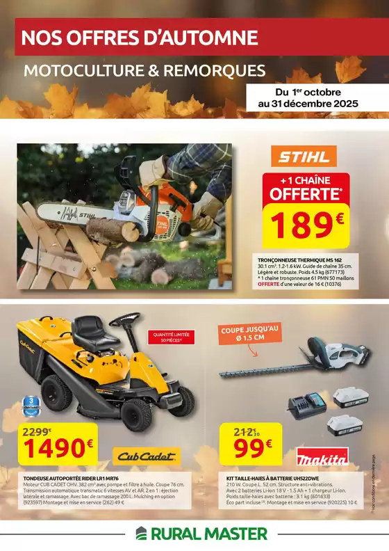 Catalogue Rural Master à Saint-Memmie | NOS OFFRES D’AUTOMNE | 2025-10-16T00:00:00.000Z - 2025-12-31T00:00:00.000Z