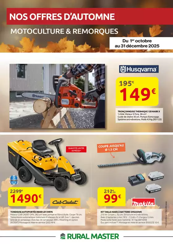 NOS OFFRES D’AUTOMNE