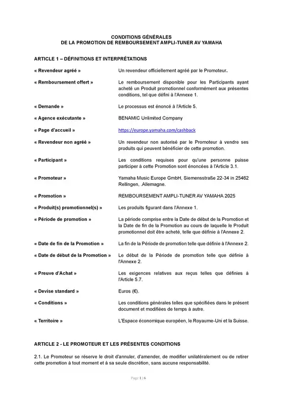Yamaha Jusqu'à 250€ remboursés