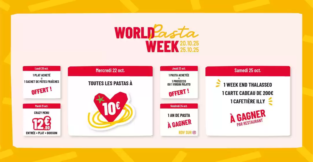 Catalogue Vapiano à Carcassonne | World Pasta Week | 2025-10-21T00:00:00.000Z - 2025-10-25T00:00:00.000Z