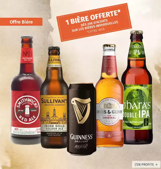 Catalogue Le Comptoir irlandais à Rouen | Découvrez notre offre exclusive sur les bières : pour 20€ de bières achetées, recevez une bière offerte ! | 2025-10-22T00:00:00.000Z - 2025-11-02T00:00:00.000Z