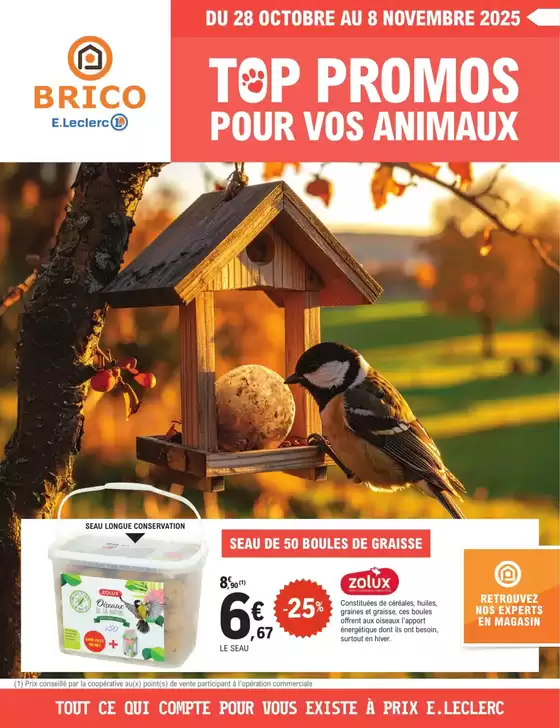 Catalogue E.Leclerc Brico à Mayet-de-Montagne | Trafic Animalerie 9 | 2025-10-28T00:00:00.000Z - 2025-11-08T00:00:00.000Z