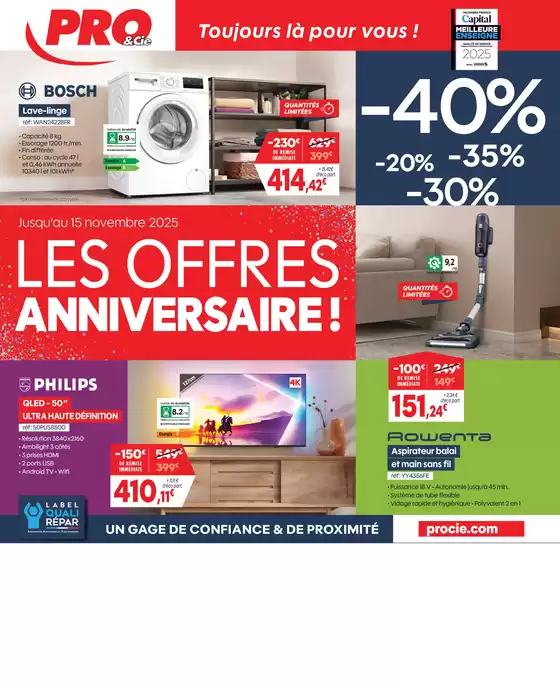 Catalogue PRO&Cie à Grenoble |  LES OFFRES ANNIVERSAIRE | 2025-10-30T00:00:00.000Z - 2025-11-15T00:00:00.000Z