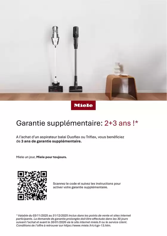 Catalogue Pulsat à Cérans-Foulletourte | Miele Garantie supplémentaire: 2+3 ans ! | 2025-11-03T00:00:00.000Z - 2025-12-31T00:00:00.000Z