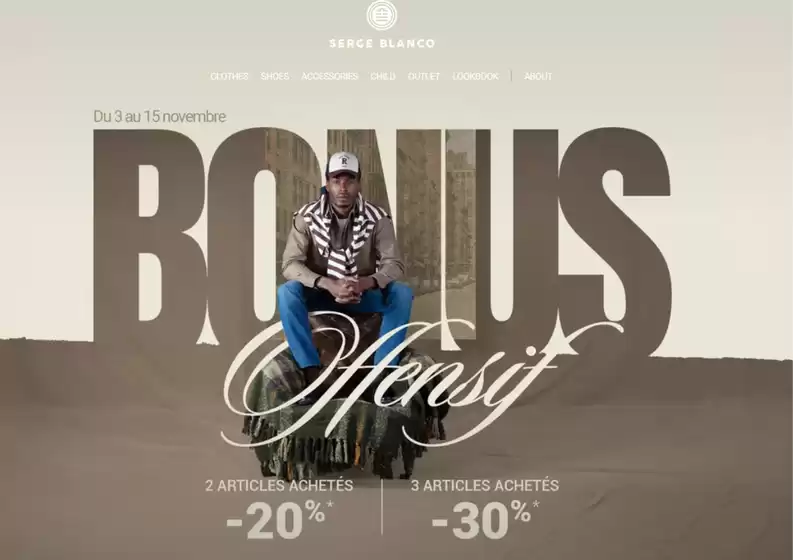 Catalogue Serge Blanco à Langueux | 3 articles achetés -30% | 2025-11-03T00:00:00.000Z - 2025-11-15T00:00:00.000Z
