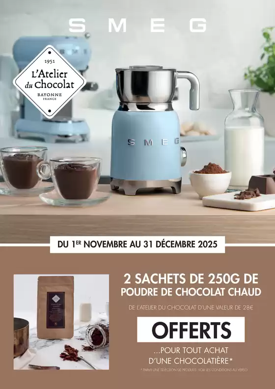 Catalogue Copra à Orgeval (Yvelines) | Smeg vous offre 2 sachets de 250g de poudre de chocolat chaud | 2025-11-03T00:00:00.000Z - 2025-12-31T00:00:00.000Z