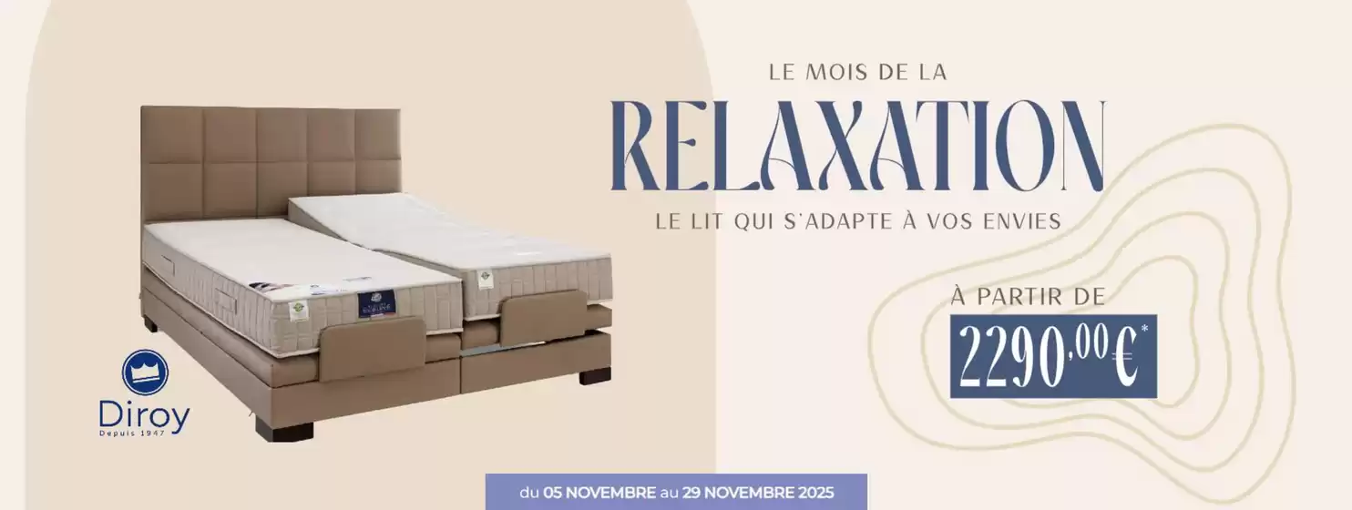 Catalogue Place de la Literie à Paris | Le mois de la relaxation | 2025-11-03T00:00:00.000Z - 2025-11-29T00:00:00.000Z