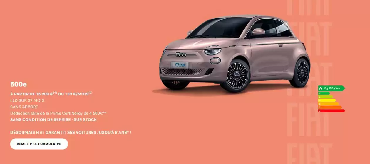 Catalogue Fiat à Sillé-le-Guillaume | À PARTIR DE 15 900 €(1) OU 139 €/MOIS(2) LLD SUR 37 MOIS | 2025-11-05T00:00:00.000Z - 2025-12-07T00:00:00.000Z