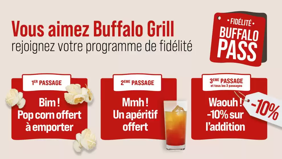 Catalogue Buffalo Grill à Sucy-en-Brie | -10% sur l'addition | 2025-11-11T00:00:00.000Z - 2025-11-30T00:00:00.000Z