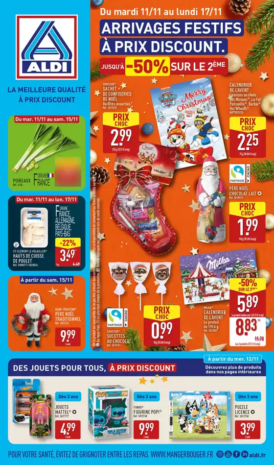 Catalogue Aldi à  | Arrivages festifs à prix discount. | 2025-11-11T00:00:00.000Z - 2025-11-17T00:00:00.000Z