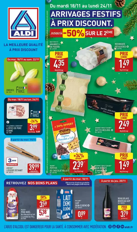 Catalogue Aldi à Pantin | Arrivages festifs à prix discount. | 2025-11-18T00:00:00.000Z - 2025-11-24T00:00:00.000Z