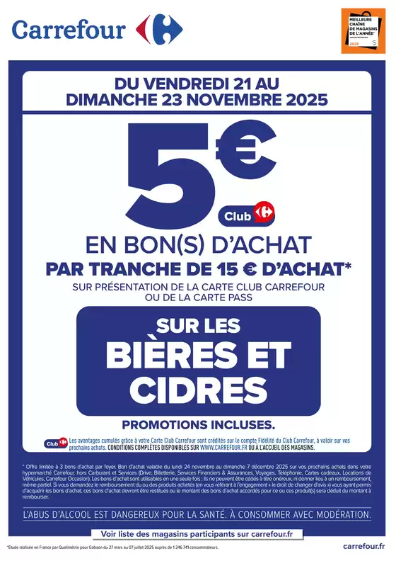Catalogue Carrefour Drive à Monéteau | OPÉRATION BON D’ACHAT SUR LES BIÈRES & CIDRES CE WEEK-END ! | 2025-11-21T00:00:00.000Z - 2025-11-23T00:00:00.000Z