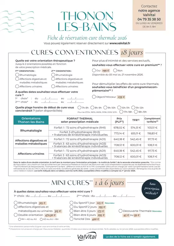 Catalogue ValVital à Caussade | ValVital Fiche de réservation Thonon-les-Bains 2026 | 2026-01-01T00:00:00.000Z - 2026-01-01T00:00:00.000Z