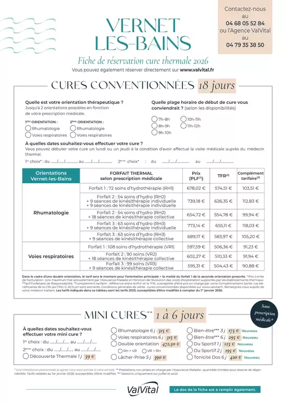 Catalogue ValVital à Caussade | ValVital Fiche de réservation Vernet-les-Bains 2026 | 2025-01-01T00:00:00.000Z - 2025-12-31T00:00:00.000Z