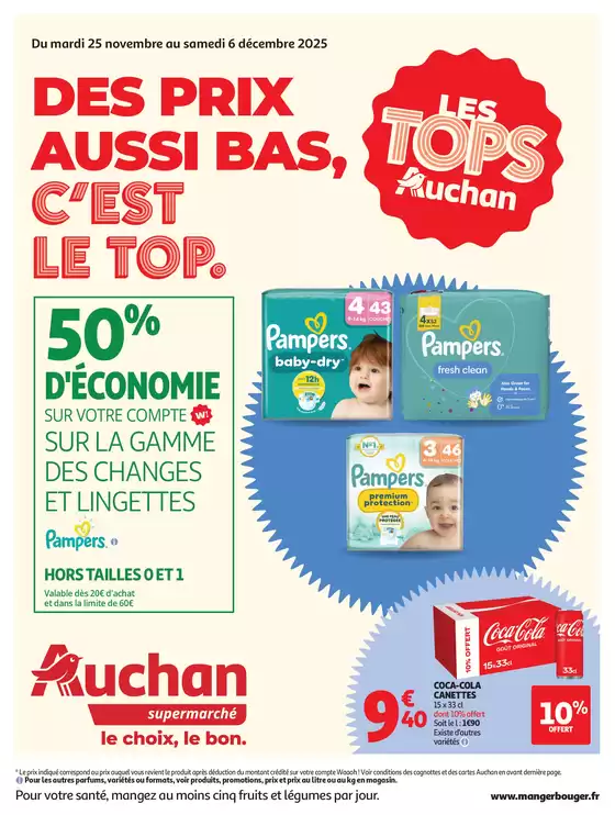 Catalogue Auchan Supermarché à Rouen | Des prix aussi bas, c'est le Top dans votre super | 2025-12-02T00:00:00.000Z - 2025-12-06T00:00:00.000Z