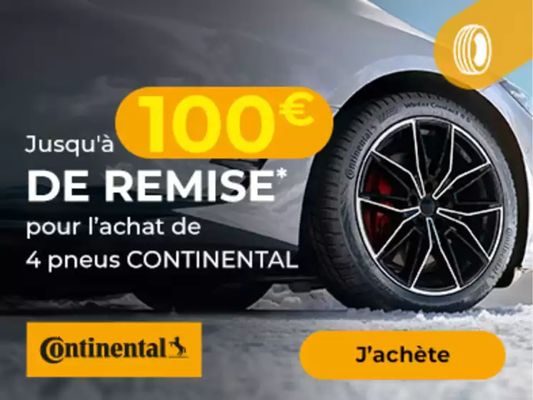 Catalogue Euromaster à Nice | Jusqu'à 100€ de remise immédiate* pour l'achat de 4 pneus CONTINENTAL | 2025-12-03T00:00:00.000Z - 2026-01-18T00:00:00.000Z