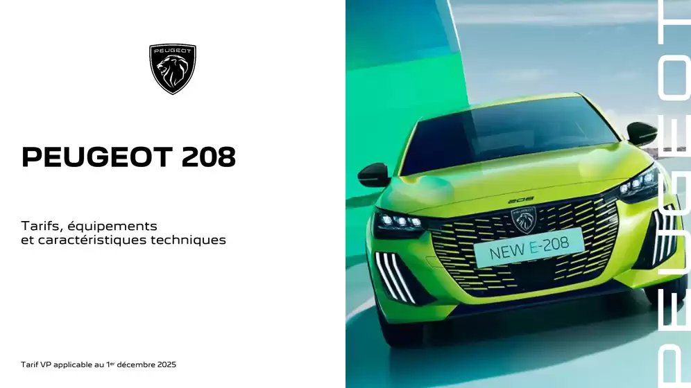 Catalogue Peugeot à Niort | Peugeot Ct 208 applicable au 1er decembre 2025 | 2025-12-05T00:00:00.000Z - 2026-05-31T00:00:00.000Z