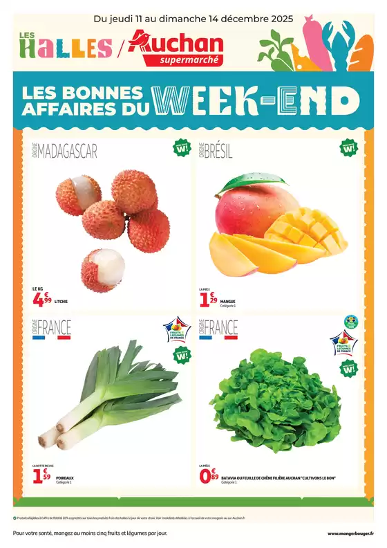 Catalogue Auchan Supermarché à Marne-la-Vallée | Les bons plans du week-end dans votre super ! | 2025-12-11T00:00:00.000Z - 2025-12-14T00:00:00.000Z