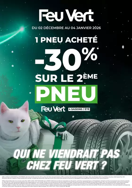 Catalogue Feu Vert à Aiguilhe | Un pneu acheté -30% sur le 2ème | 2025-12-02T00:00:00.000Z - 2026-01-04T00:00:00.000Z