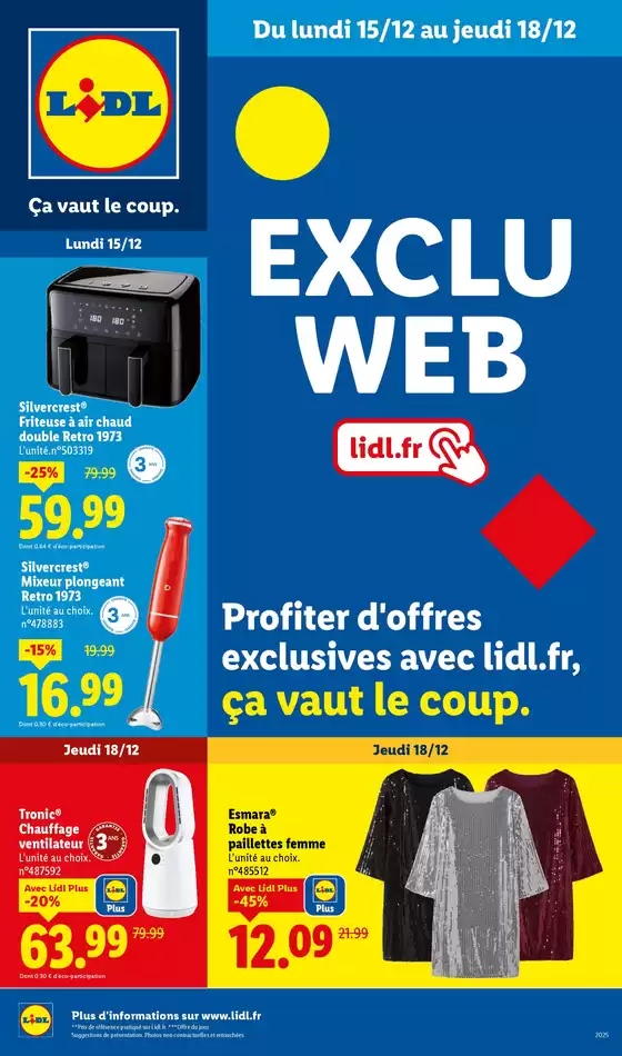 Catalogue Lidl à Liévin | Profiter d'offres exclusives avec lidl.fr, ça vaut le coup. | 2025-12-15T00:00:00.000Z - 2025-12-18T00:00:00.000Z
