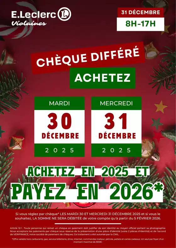 Catalogue E.Leclerc à Beaumont-de-Lomagne | OPERATION CHEQUE DIFFERE DECEMBRE N°2 | 2025-12-30T00:00:00.000Z - 2025-12-31T00:00:00.000Z