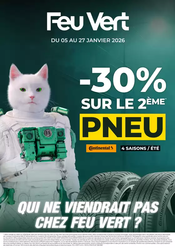 Catalogue Feu Vert à Leers | -30% sur le deuxième pneu | 2026-01-05T00:00:00.000Z - 2026-01-27T00:00:00.000Z