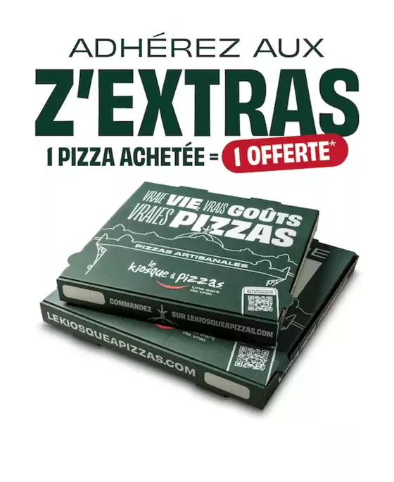 Catalogue Le Kiosque A Pizza à Marseille | 10 points = 1 pizza OFFERTE Pour toute nouvelle inscription, 1 pizza GRATUITE vous sera offerte lors de votre deuxième commande ! | 2026-01-02T00:00:00.000Z - 2026-01-11T00:00:00.000Z