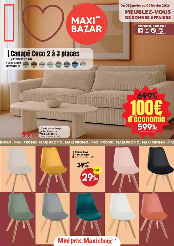 Catalogue Maxi Bazar à Rouen | Catalogue mobilier Maxi Bazar | 2026-01-05T00:00:00.000Z - 2026-02-01T00:00:00.000Z