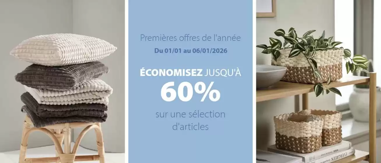 Catalogue JYSK | Économisez jusqu'à 60% sur une sélection d'articles pour votre intérieur | 2026-01-05T00:00:00.000Z - 2026-01-06T00:00:00.000Z