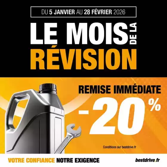 Catalogue Bestdrive à Haux (Pyrénées Atlantiques) | LE MOIS DE LA REVISION | 20% DE REMISE IMMEDIATE SUR TOUS LES FORFAITS REVISION | 2026-01-05T00:00:00.000Z - 2026-02-28T00:00:00.000Z