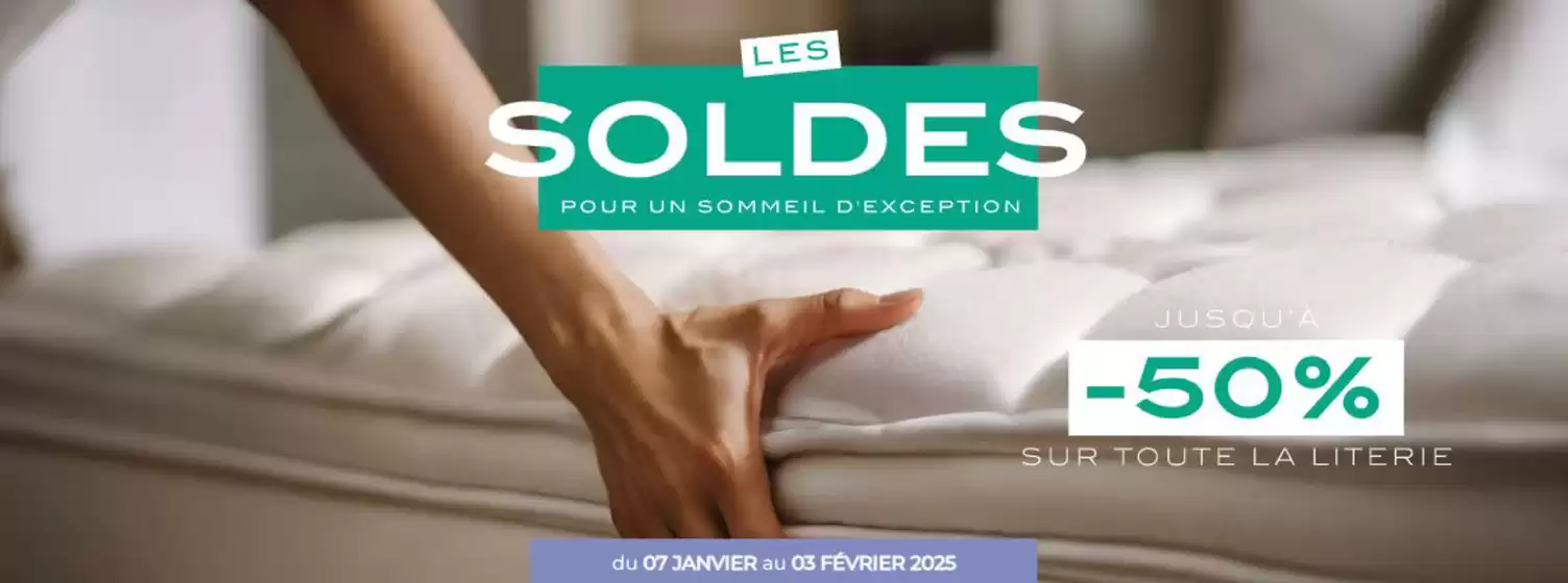 Catalogue Place de la Literie à Noyelles-Godault | SOLDES jusqu'à -50 % | 2026-01-08T00:00:00.000Z - 2026-02-03T00:00:00.000Z