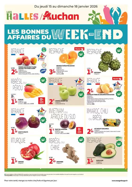 Catalogue Auchan Hypermarché à Biot | Les bons plans du week-end dans votre hyper ! | 2026-01-15T00:00:00.000Z - 2026-01-18T00:00:00.000Z