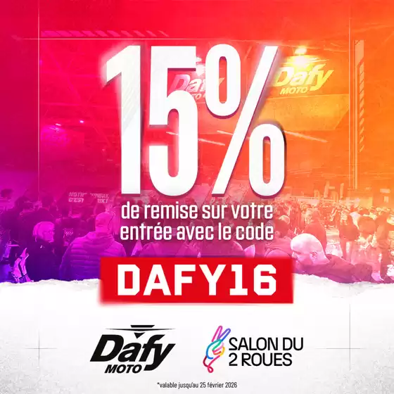 Catalogue Dafy Moto à Paris | 15% de remise avec le code DAFY16 . | 2026-01-22T00:00:00.000Z - 2026-03-01T00:00:00.000Z