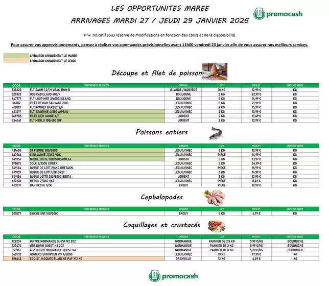 Catalogue Promocash à Anglet | Opportunités Marée | 2026-01-27T00:00:00.000Z - 2026-01-29T00:00:00.000Z