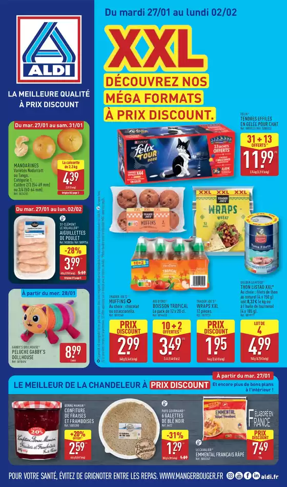 Catalogue Aldi à Fontaine-Simon | XXL DÉCOUVREZ NOS MÉGA FORMATS À PRIX DISCOUNT | 2026-01-27T00:00:00.000Z - 2026-02-02T00:00:00.000Z