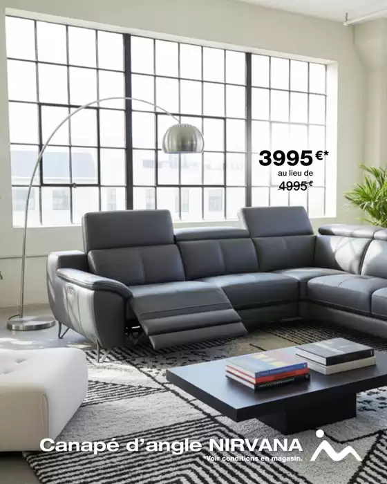 Catalogue monsieur meuble à Modane | Profitez des SOLDES : Le canapé d'angle NIRVANA passe à 3 995 € au lieu de 4 995 € !  | 2026-01-27T00:00:00.000Z - 2026-02-03T00:00:00.000Z