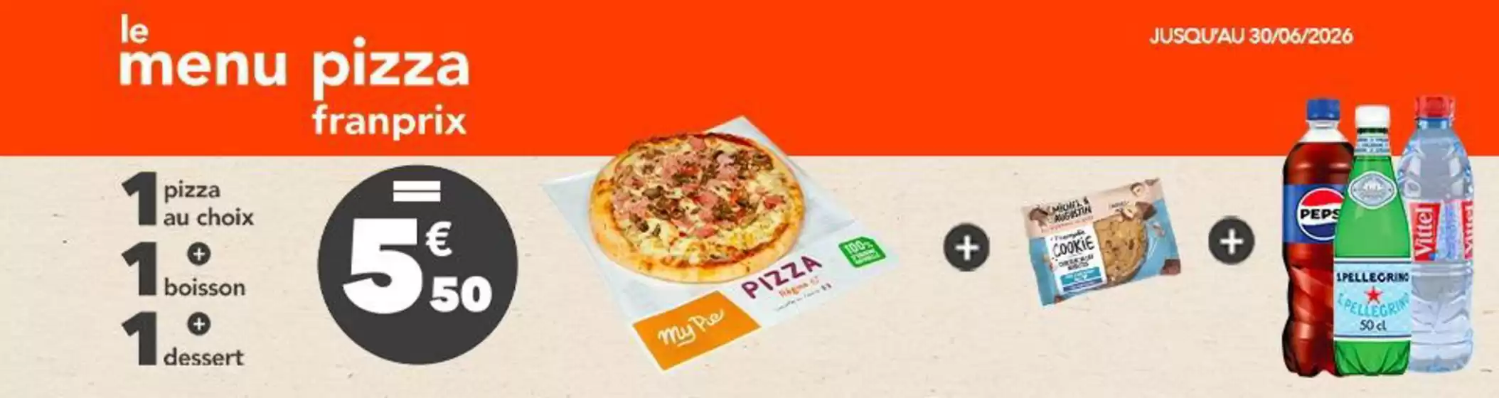 Catalogue franprix à Le Bourget | Le Menu Pizza | 2026-01-28T00:00:00.000Z - 2026-06-30T00:00:00.000Z