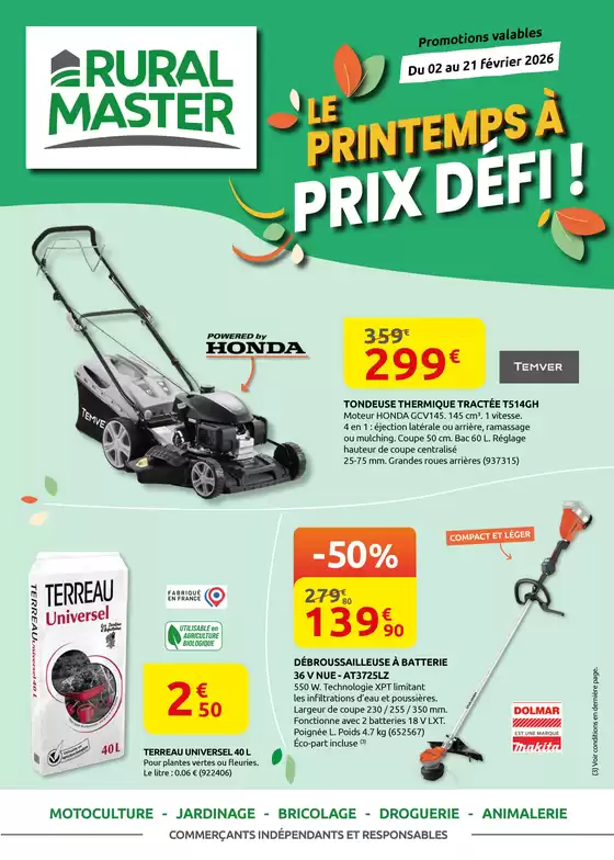 Catalogue Rural Master à Plessala | LE PRINTEMPS À PRIX DÉFI ! | 2026-02-02T00:00:00.000Z - 2026-02-21T00:00:00.000Z