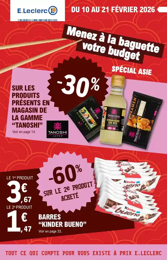 Catalogue E.Leclerc à Châteldon | DEPENSER MOINS 3 - MIXTE | 2026-02-10T00:00:00.000Z - 2026-02-21T00:00:00.000Z