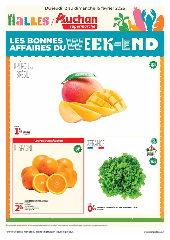 Catalogue Auchan Supermarché à Saint-Georges-Montcocq | Les bons plans du week-end dans votre super ! | 2026-02-12T00:00:00.000Z - 2026-02-15T00:00:00.000Z