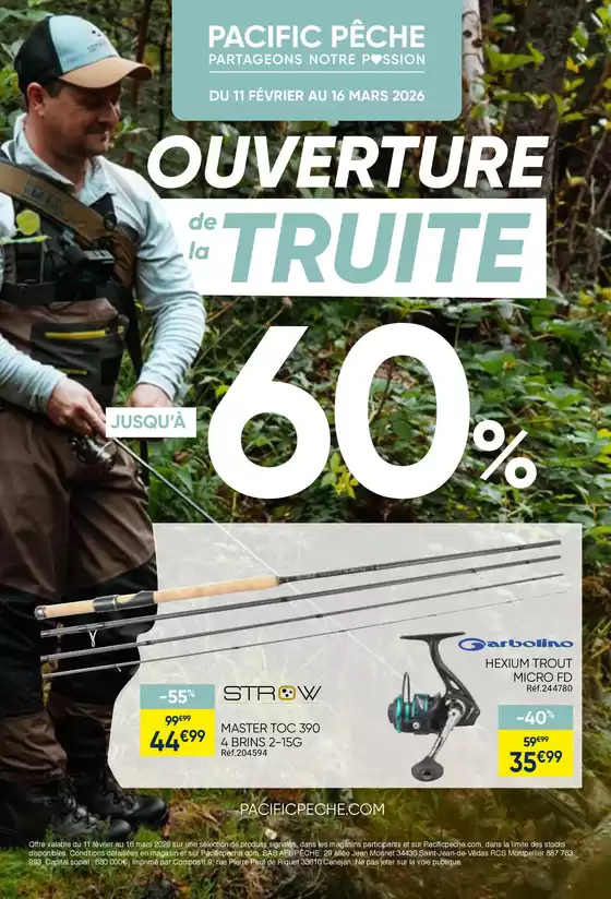 Catalogue Pacific Pêche à La Rosière | Bénéficiez de jusqu'à -60% sur de nombreux produits | 2026-02-11T00:00:00.000Z - 2026-03-16T00:00:00.000Z