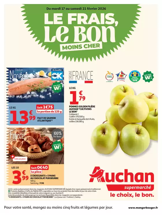Catalogue Auchan Supermarché à Saint-Rémy-des-Monts | Produits frais | 2026-02-17T00:00:00.000Z - 2026-02-21T00:00:00.000Z