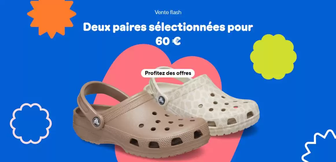 Catalogue Crocs à Nanterre | Achetez 2 Paires pour 60 € | 2026-02-16T00:00:00.000Z - 2026-03-01T00:00:00.000Z