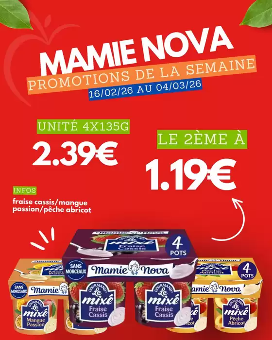 Catalogue marché frais Géant à Toulon | Cette semaine, savourez toute l’onctuosité des yaourts Mamie Nova à prix tout doux | 2026-02-23T00:00:00.000Z - 2026-03-04T00:00:00.000Z