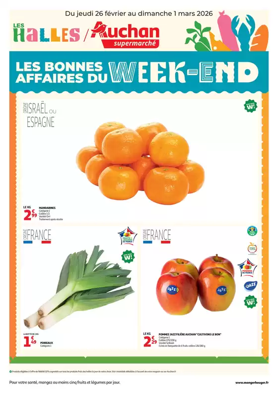 Catalogue Auchan Supermarché à Haubourdin | Les bons plans du week-end dans votre super ! | 2026-02-26T00:00:00.000Z - 2026-03-01T00:00:00.000Z