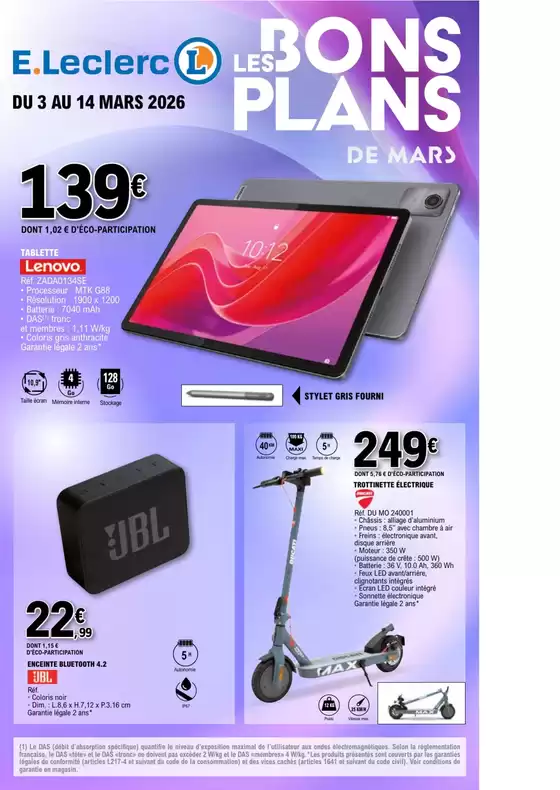 Catalogue E.Leclerc à Terrasson-Lavilledieu | BONS PLANS MARS 2026 | 2026-03-03T00:00:00.000Z - 2026-03-14T00:00:00.000Z