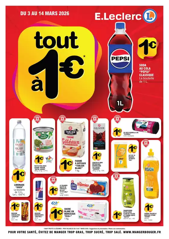 Catalogue E.Leclerc | TOUT A 1€ N°1 | 2026-03-03T00:00:00.000Z - 2026-03-14T00:00:00.000Z