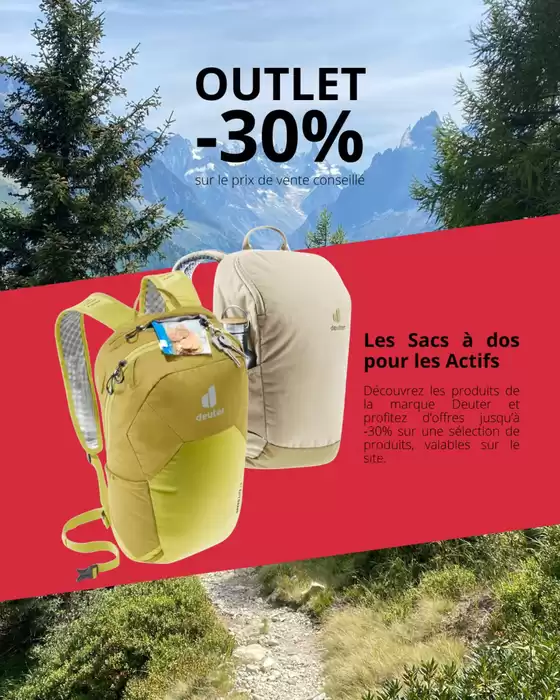 Catalogue Rayon d'Or à Arbent | OUTLET : -30% sur Deuter | 2026-03-02T00:00:00.000Z - 2026-03-31T00:00:00.000Z