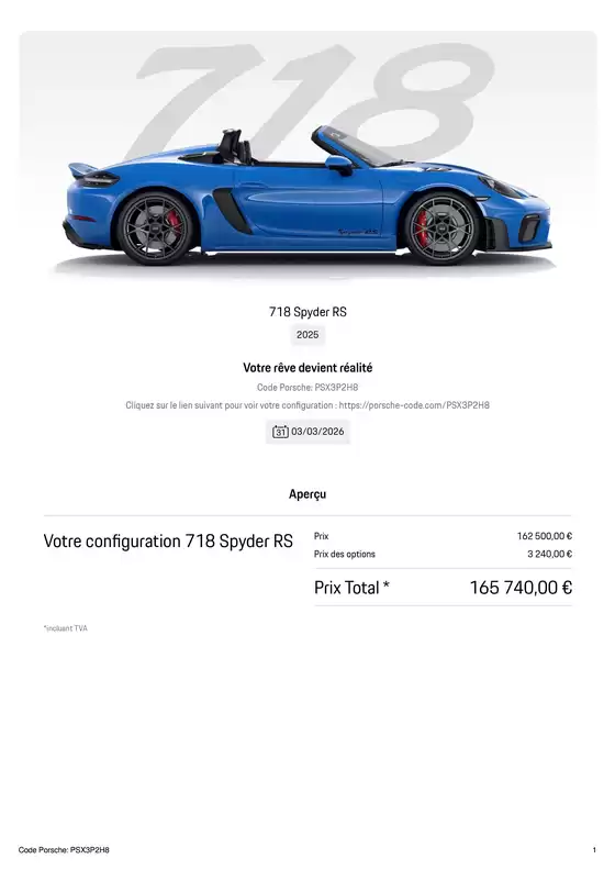 Catalogue Porsche à Nîmes | 718 Spyder RS | 2026-03-03T00:00:00.000Z - 2026-03-31T00:00:00.000Z