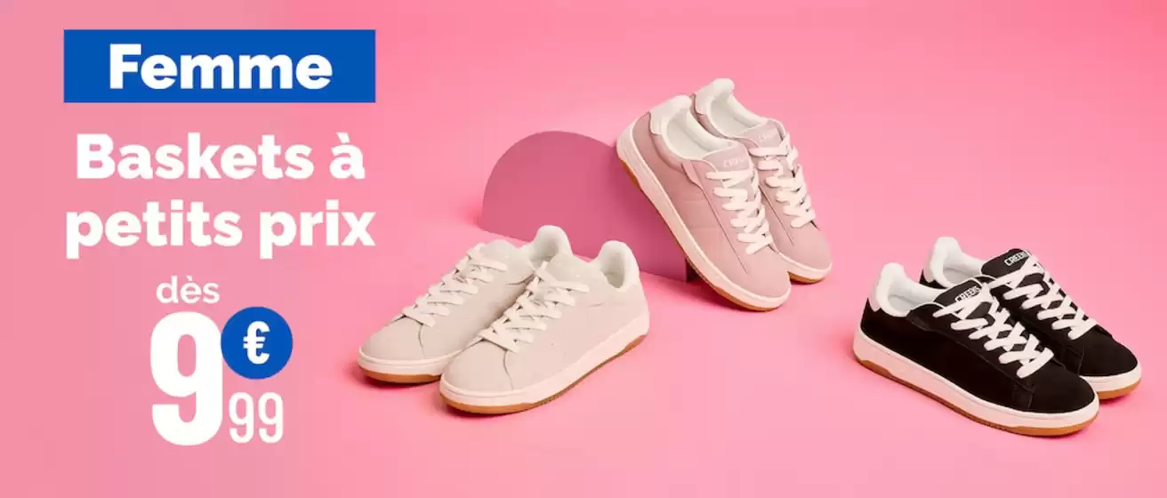 Catalogue La Halle à Douarnenez | Baskets à petits prix Femme | 2026-03-05T00:00:00.000Z - 2026-03-12T00:00:00.000Z